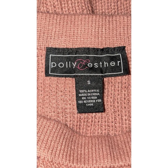 Polly & Esther Off Shoulder Knit Sweater Lace Up Bell Sleeve Pullover Top Small - Picture 5 of 5